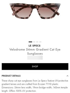 Le Specs Tortoiseshell Cat Eye Sunglasses with gray Gradient Lenses